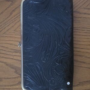 HOBO Elegant Black Clutch with Gold Trim